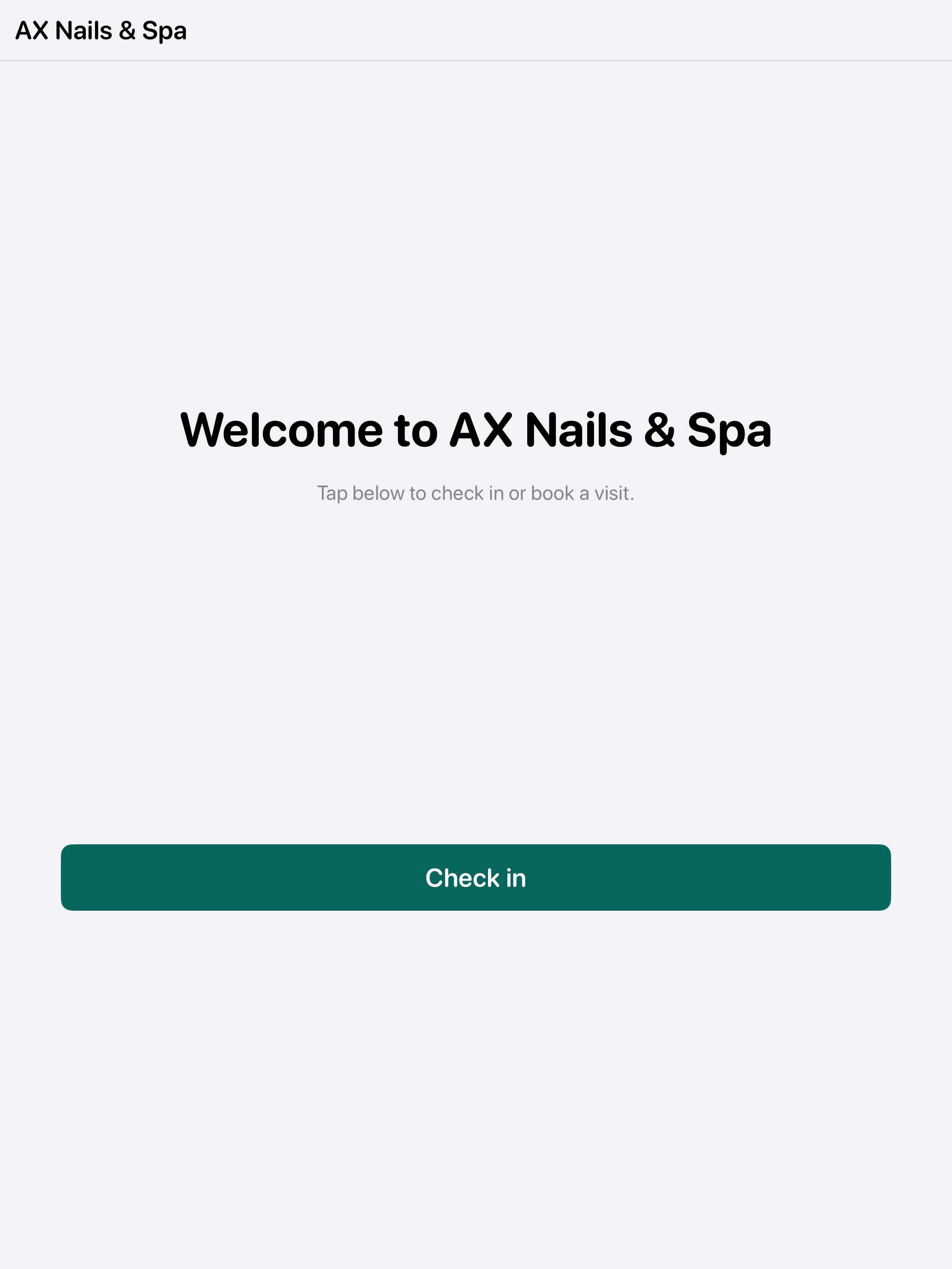 iPad check-in screen welcoming guests at the door